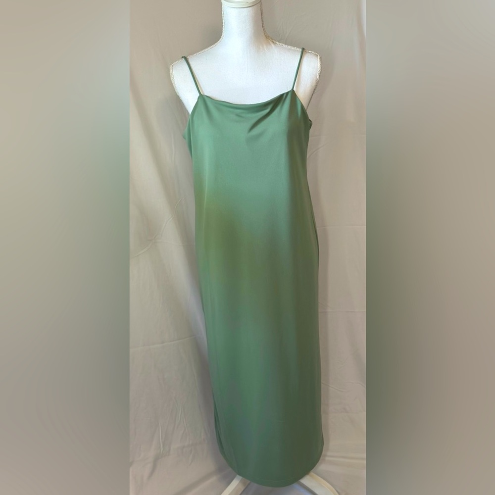 H&M olive green slip dress